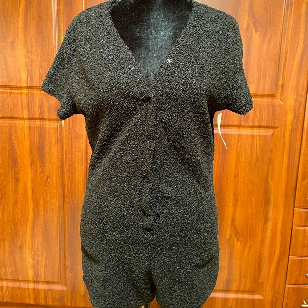 NWT ROMA confidential M terry cloth black romper